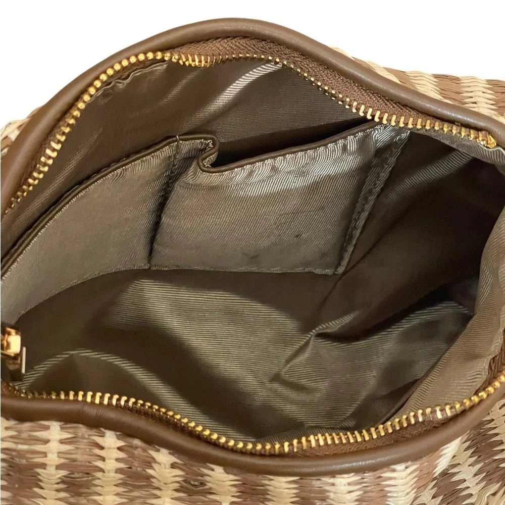 Anthropologie Melie Bianco The Brigitte Satchel‎ Raffia Edition in Tan / Cream
